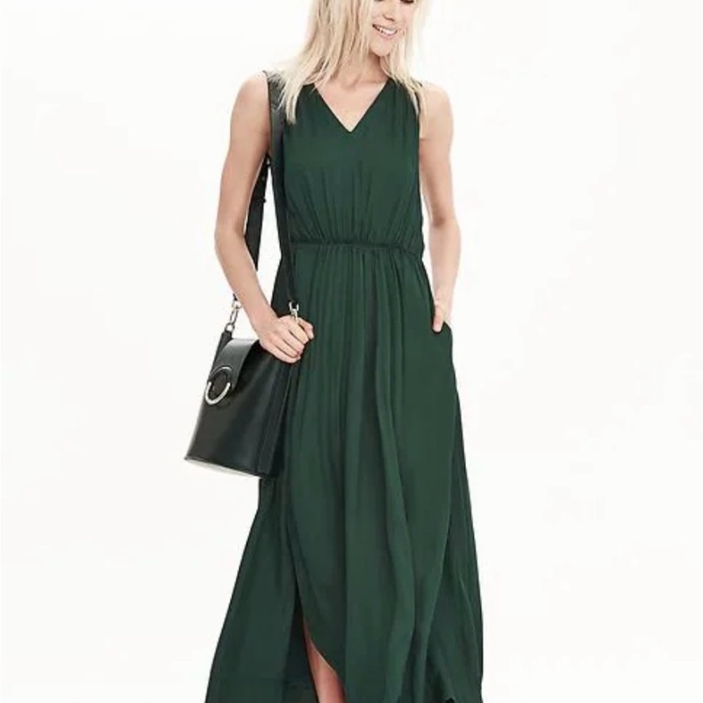 BLACK Banana Republic Goddess Maxi Dress (green dress is stock photo)